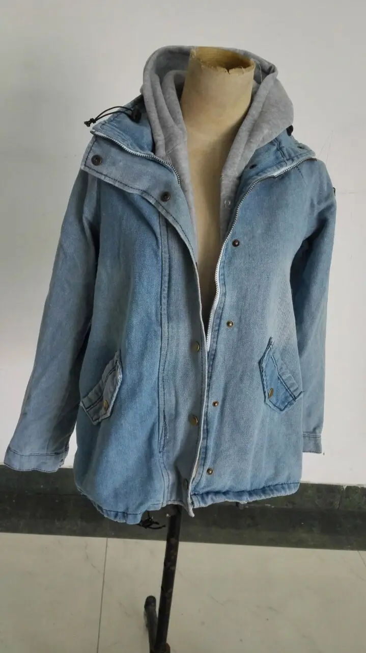 hooded drawstring denim jacket