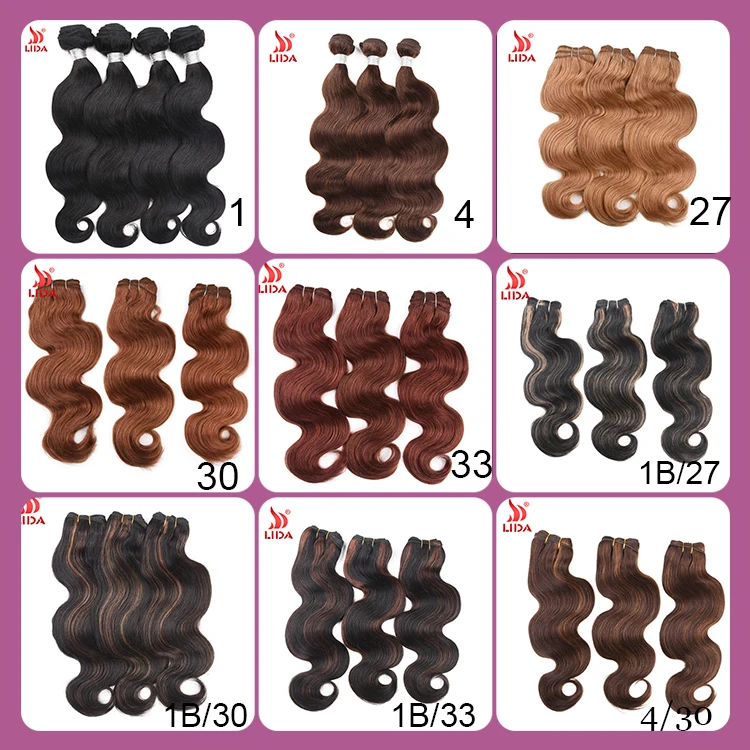 Indian Body Wave Ombre Two Tones Human Hair Weaves Black Brown Nonremy