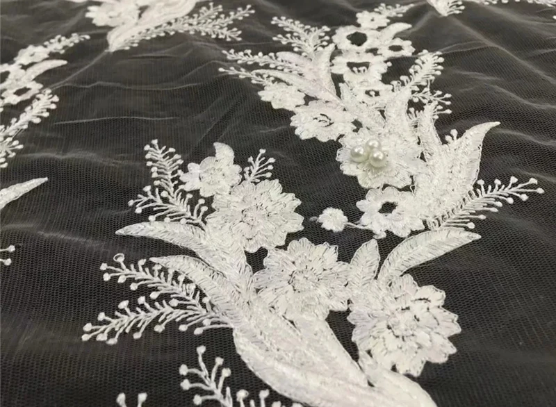 Elegant Embroidery 5 Yards White Bridal Lace Fabric Romantic White Lace ...