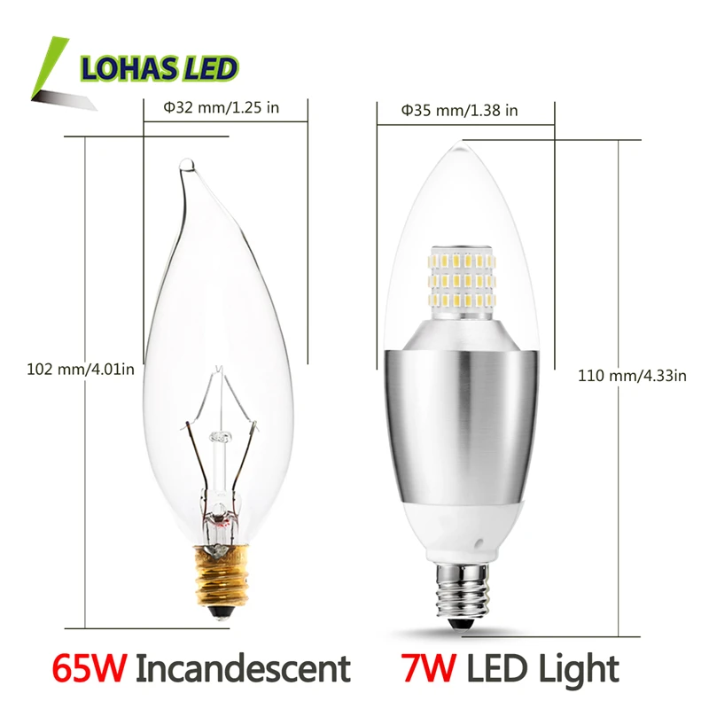 USA hot selling E12 E14 E27 Candelabra LED Bulbs 6W 9W dimmable Candle Led Light Bulbs with CE RoHS UL