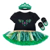 Anna Girls Romper Dress 2018 New Style Baby Tutu Dresses + Shoes 3pcs Set Newborn Princess Party vestido infantil Girl Clothes