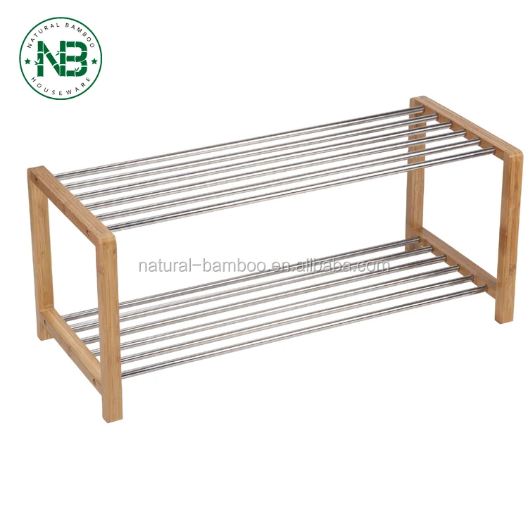 Bamboo Wood Shoe Rack 2 Tier With Steel Rail Bamboo Shoe Shelf Shoe Holder Buy Bambu Rak Sepatu Rak Sepatu Pemegang Rak Sepatu Product On Alibaba Com