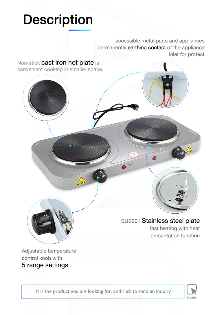 Hot Selling 140mm+140mm Plate Sized 2000w Electric Burner Buy