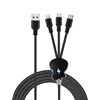 2019 New Pattern Guitar Shape Nylon Braided Multi Charger Cable 3 in 1 USB Cable With LED Light