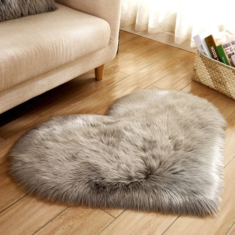 Creative Heart Shape Large Faux Fur Floor Mats,Wholesale Washable Floor
