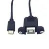 High Quality USB 2.0 B Screw Panel Mount Socket Female to USB 3.1 Type C Extension Cable