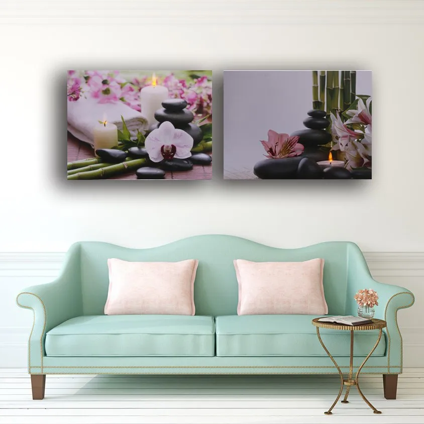 flicking led canvas picture with led lights orchids with candles