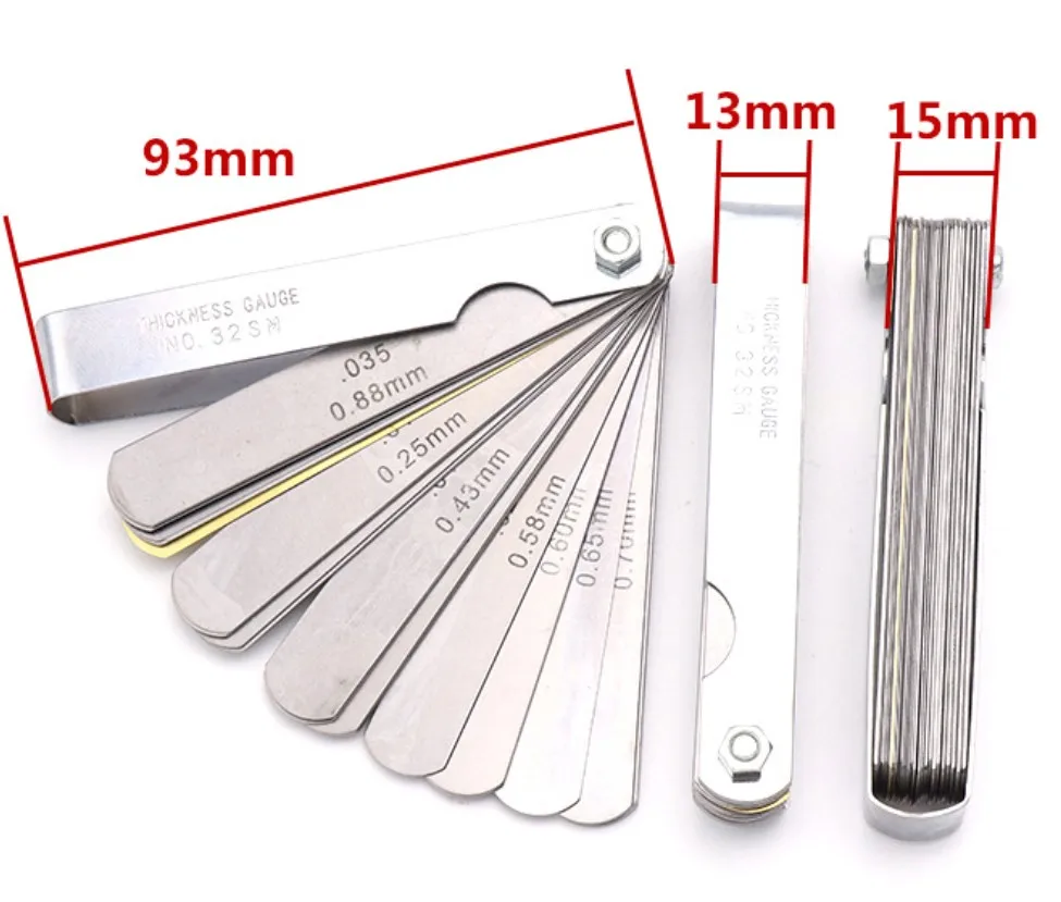 BetterJonny 2 Pieces 32 Blades Feeler Gauge Stainless Steel Dual Marked Metric and Imperial Gap Measurement Tool for Width Thickness Measuring 