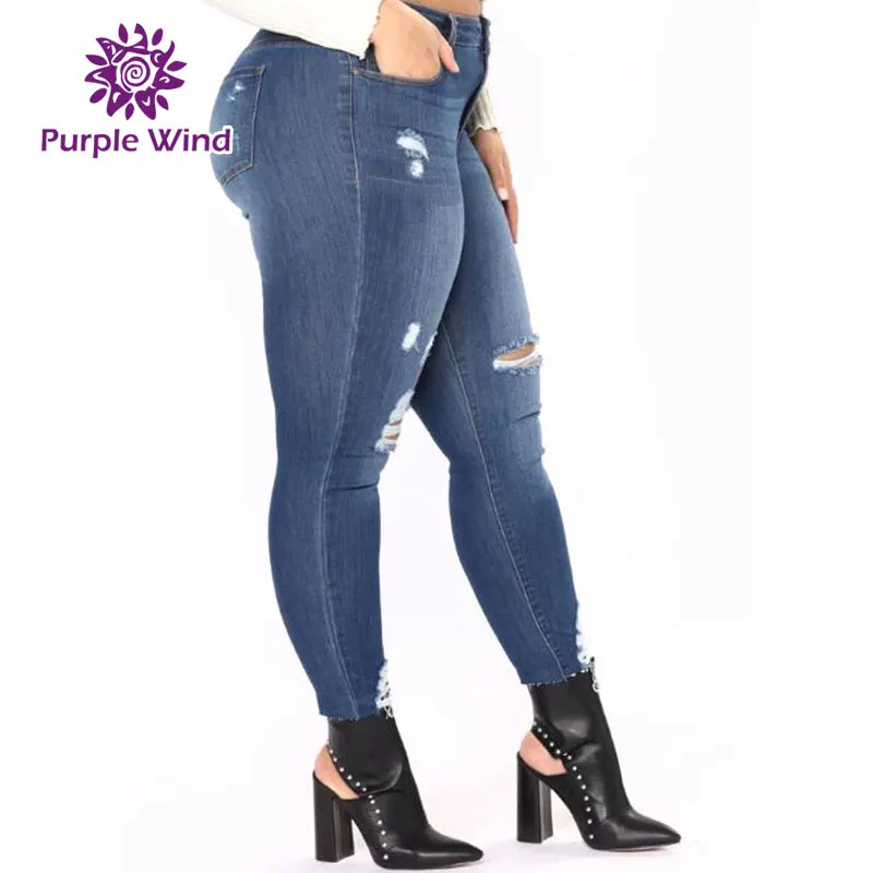 Plus Size Ripped Blue Stretch Denim Sexy Fat Women Jeans Buy Sexy Fat Womenstretch Jeansplus