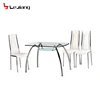 Free Sample Plexiglass Base Black Glitter Top Metal Frame Stainless Steel Extendable Tempered Glass Dining Table
