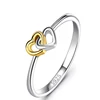 High Quality Women Jewelry 925 Sterling Silver Double Heart Two Tone Ring
