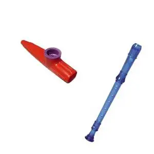My First Recorder / Kazoo Pack -BPA FREE Blue Translucent Recorder w/Red Kazoo