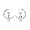 Hot sale cheap 925 sterling silver moon cat earring stud