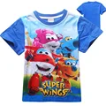 2016 Summer Super Wings Children Kids Boys Tops Tees T Shirts Cotton Fashion Children Boys Girls