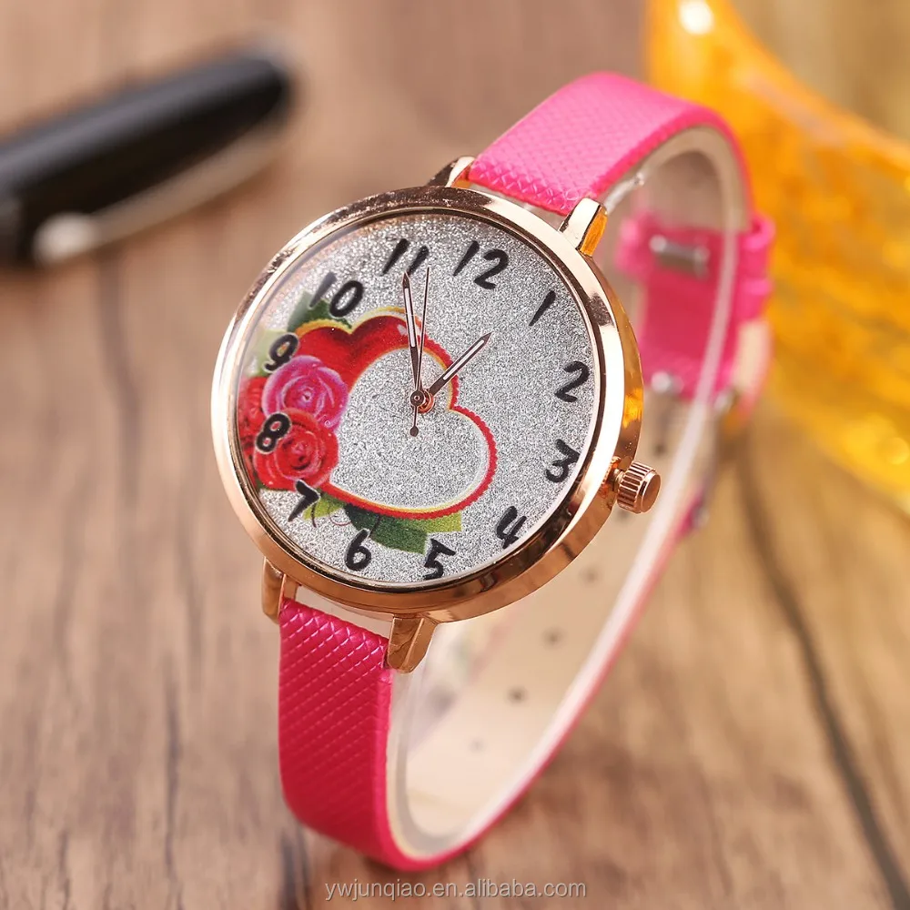 Beautiful Ladies Hand Watch Heart Fashion Women Leather Strap Wrist
