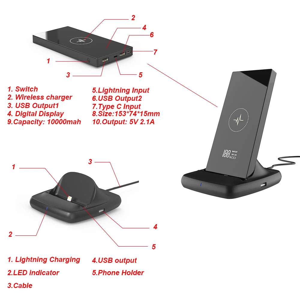 Best seller 10000mah dual usb multifunction power bank docking station - ANKUX.COM