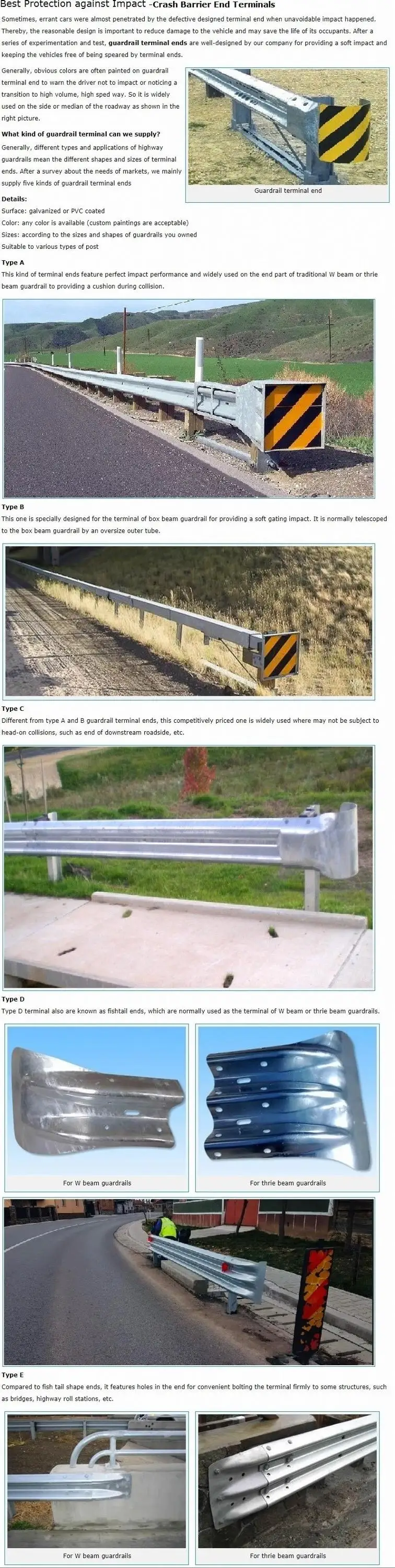 Factory Direct Sale Galvanized Highway Guardrail Crash Barrier End Terminals