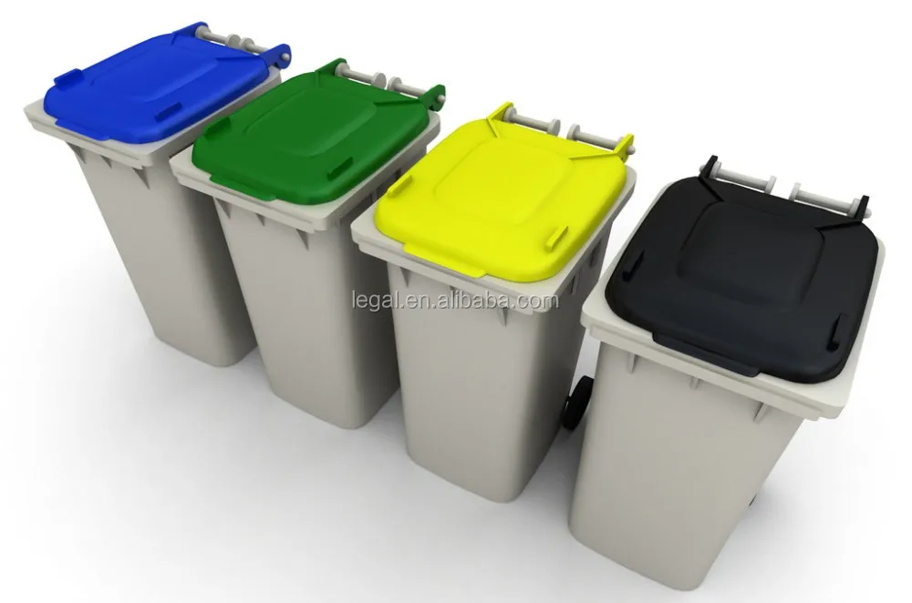 2 Wheeled 100l Plastic Recycle Bin Plastic Recycle Garbage Trash Bin