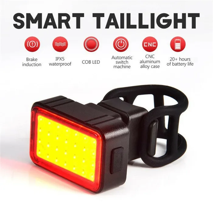 Mountain bike taillights USB Rechargeable Red COB bicycle rear light For night riding safety warning
