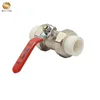fully plated brass Body PPR Double Union plastic ball valve With steel Handle