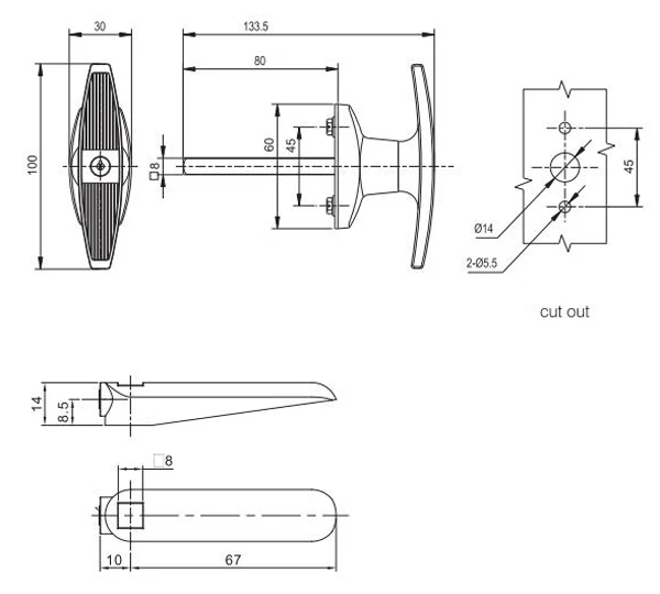Cerradura De Manija De Palanca En T Fs2013/ms316,Bloqueo De Gabinete