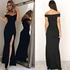 Women's Off Shoulder Dresses Casual Long Maxi Evening Party Beach Long Dress Solid Pink Black V-neck Summer Costume