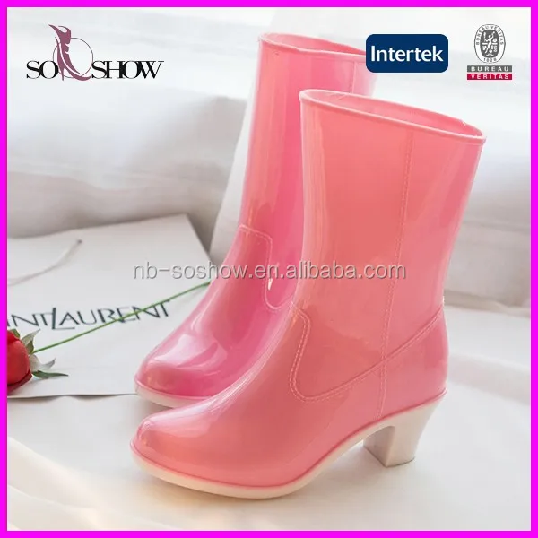 rubber boots high heels
