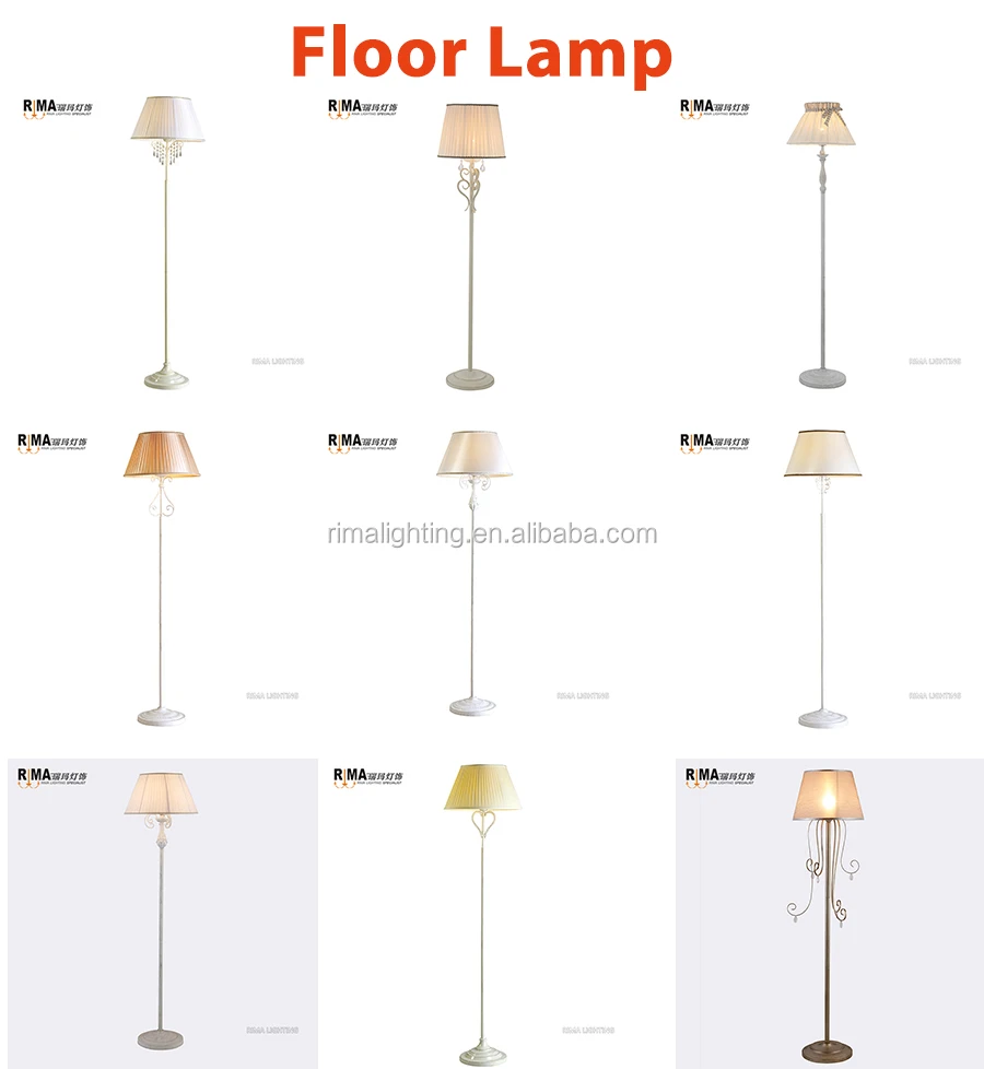 Floor flower standing lamp Factory price home interior fabric single modern White dowmlight lamp