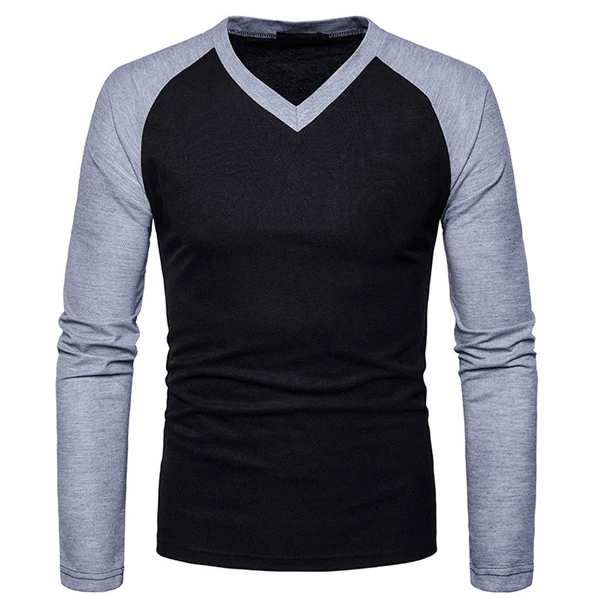 Men's Raglan Long Sleeve V-neck T Shirt With Different Color Sleeves ...
