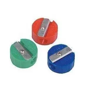 ~ 12 ~ Round Pencil Sharpeners ~ Approx. 1 Inch ~ Plastic ~ Assorted Colors ~ New ~ Office / School Supplies