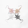 wholesale New personality fashion seven angle cut real Maple leaves drop Earrings copper plated natural earrings