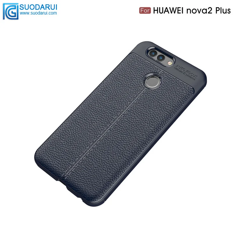 Shockproof Case Soft tpu case For huawei Nova2 plus Cover Litchi pattern