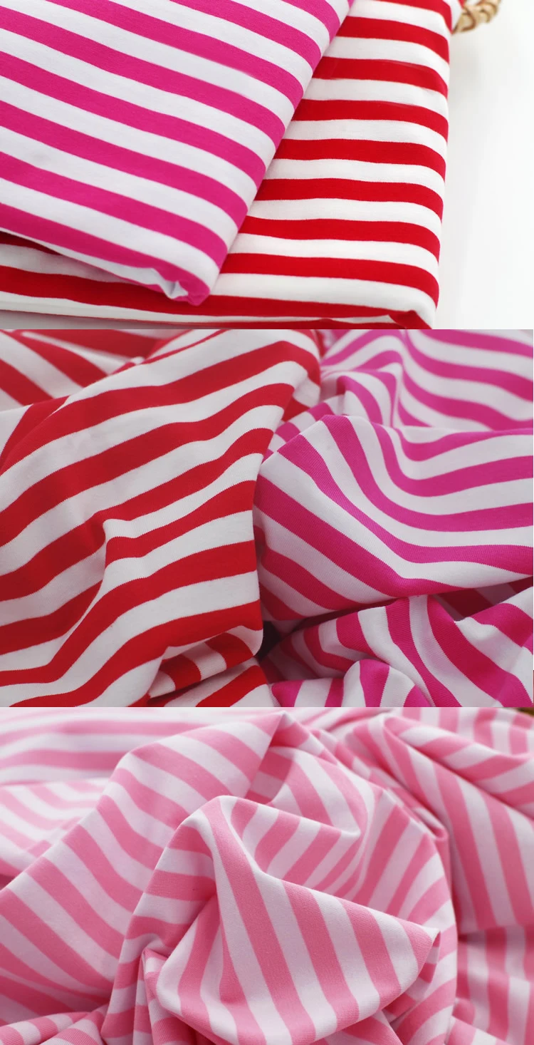 Cotton 4 Way Stretch Rainbow Stripe Knitted Fabric T Shirt Yarn Dyed