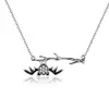 2017 Best Selling Men Women's Statement Black Enamel Oil Drip Statement 925 Sterling Silver Bat Halloween Necklace