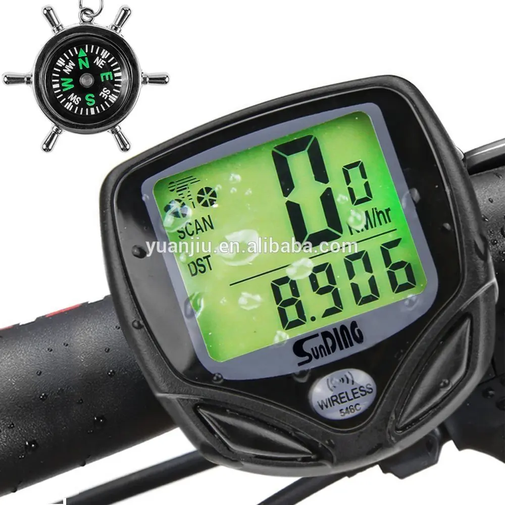 Multi Function Bike Odometer Cycling with Compass Key Ring Zacro Bike Computer Original Wireless Bicycle Speedometer with Backlight 