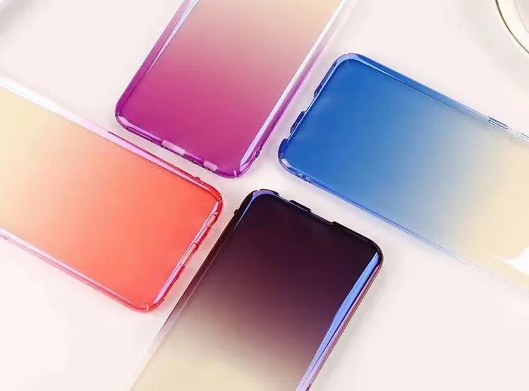 Slim Ultra Thin Change Color Hard Wireless Charger Phone Case for iPhone X 8 7 plus 6 , for iPhone X Case Gradient