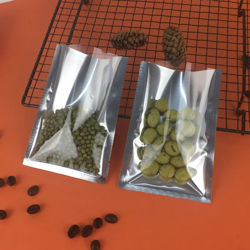 three-side foil bag with one-side clear stand up zipper for food