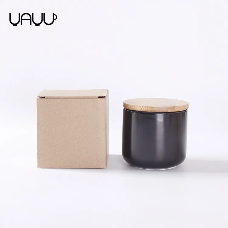 250ml Decoration Luxury Wholesale Ceramic Candle Jars / Matte Black