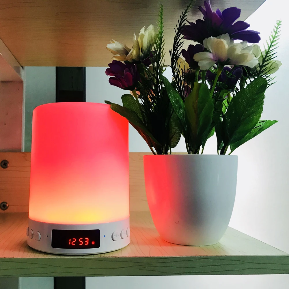 LED light bulb bluetooth speaker multicolor smart lamp mini speaker portable Loudspeaker night light FM radio clock display - ANKUX.COM