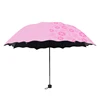 Black Adhesive Water Bloom Rippled Edge Creative Arch 3 Folding Flower Printing Magic umbrella Color Change umbrella parasol