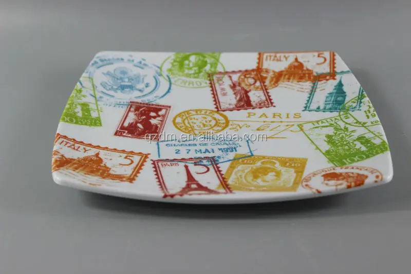 Cheap Square Melamine Dinner plate Custom Print