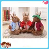 animated cute sitting easter brown rabbit bunny in coat stuffed plush toy