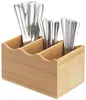 Bamboo Cutlery Flatware Caddy Kitchen Utensil Holders Tabletop Silverware Storage Rack
