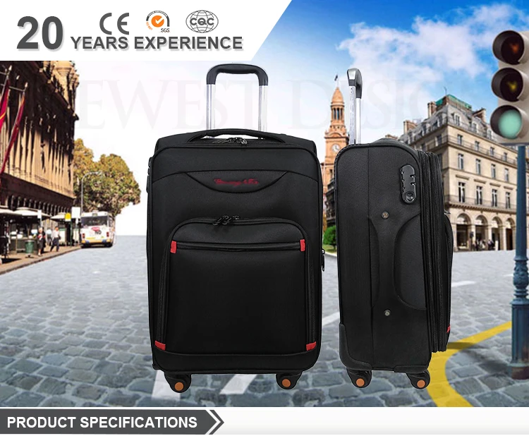 Custom Black Nylon / Polyester Waterproof Suitcases Decent Soft Travel ...