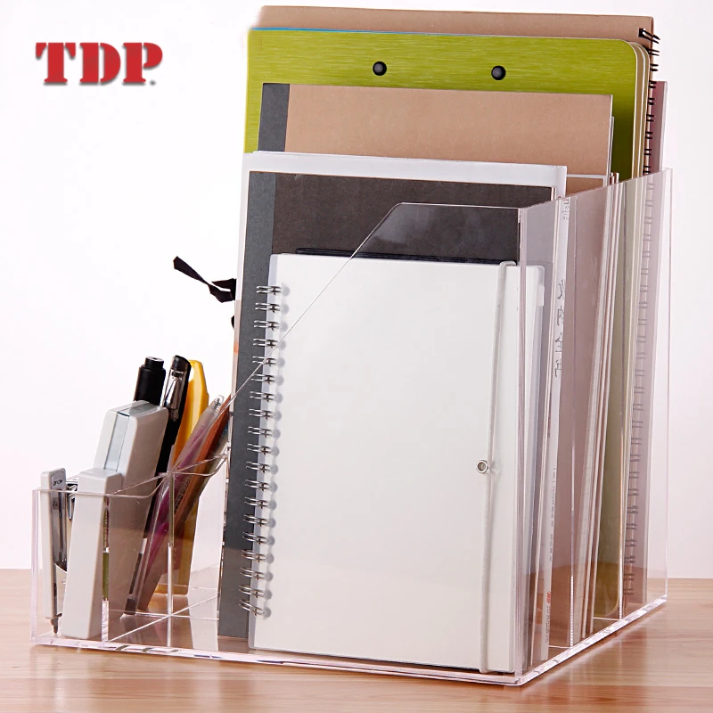 Clear Perpex Plexiglass 4 Section Office Stand Box Accessories Divider