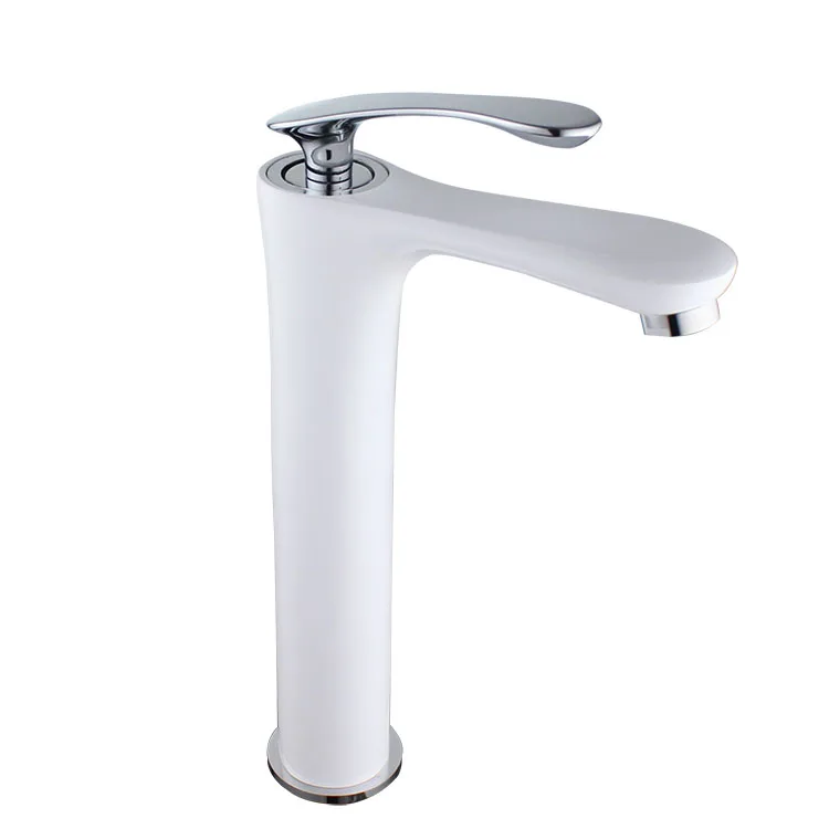 Joinsun modern style bathroom wash basin mixer brass single chrome handle white faucet