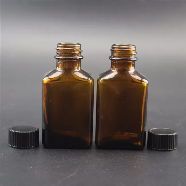 Custom Made Cosmetic Essential Oil Use 30ml Square Amber Glass Bottle