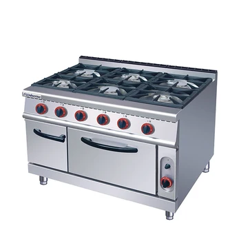 Commercial Restaurant Range Electronic Ignition Flat Gas Cooker 6