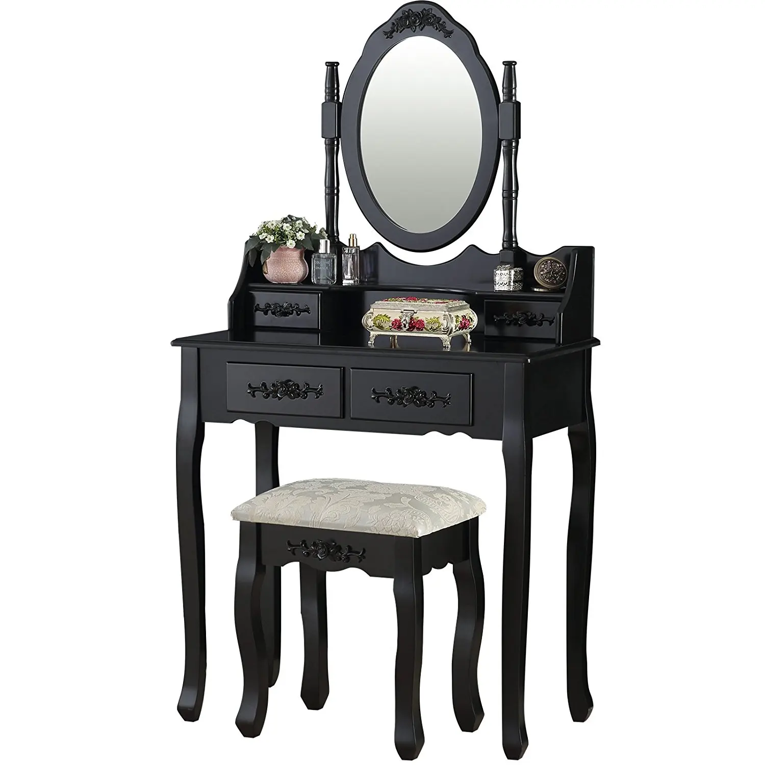 Mirrored Consoles Wooden Mirror Dresser For Girls With Storages