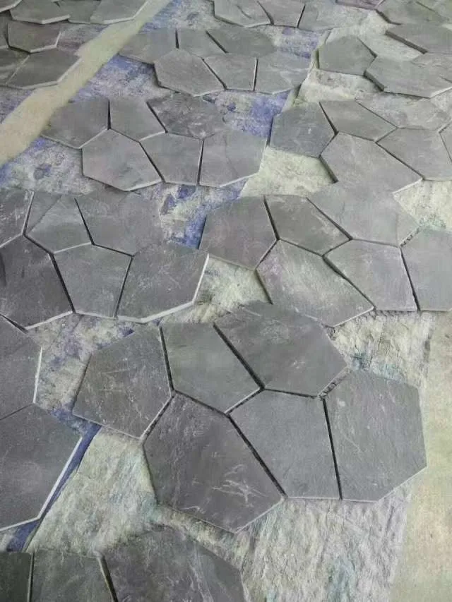 Mesh Mounted Meshed Flagstone Pavers Mats,Black Flagstone Mat Mesh